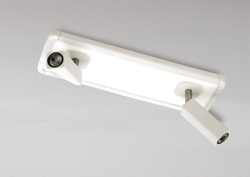 Ceiling/Wall 2 Head With Backlit Light 2x5W+10W LED White - Click Image to Close